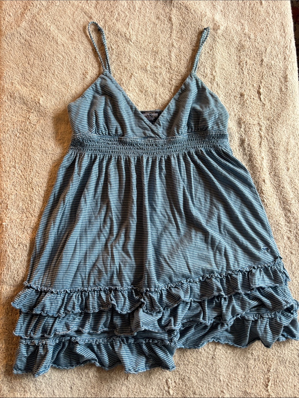 Victoria's Secret Blue Striped Ruffle Cotton Teddy